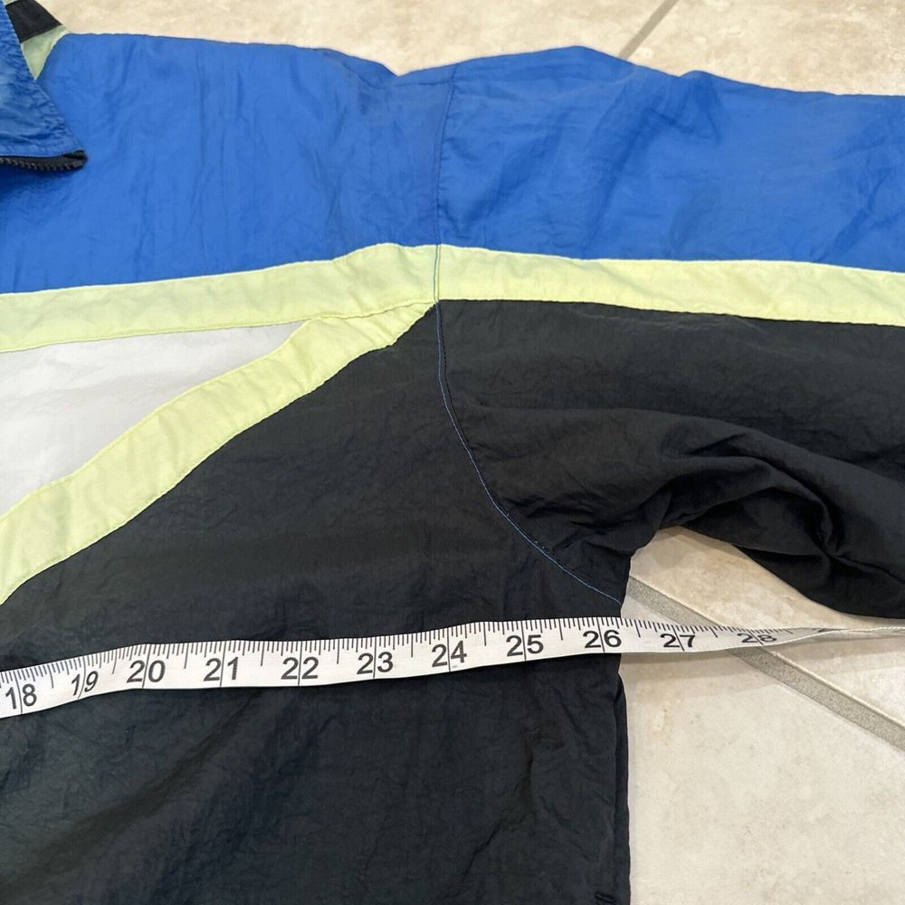 VTG Mighty Mac Blue Black Color block Nylon Full Zip Windbreaker Sz L Jacket - Picture 4 of 10